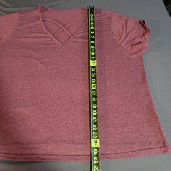 SHEIN T-Shirt Womens 4XL Red Curve V Neck Loungewear Comfort Stretch Top - Picture 4 of 10